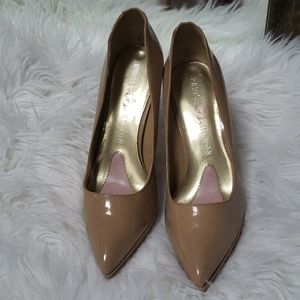 Nude Platform Patent Leather Pumps